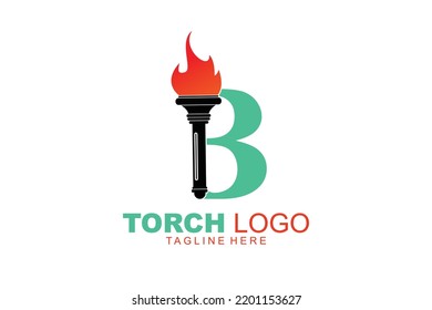 initial Letter B torch football logo