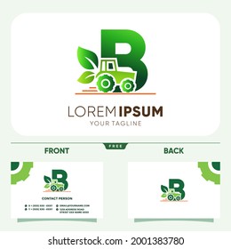 Initial Letter B Tractor Agriculture Gardening Logo Design Vector Graphic Icon Emblem Illustration