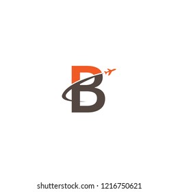 Initial Letter B Transportaion, Airplane, Aircraft Log Design