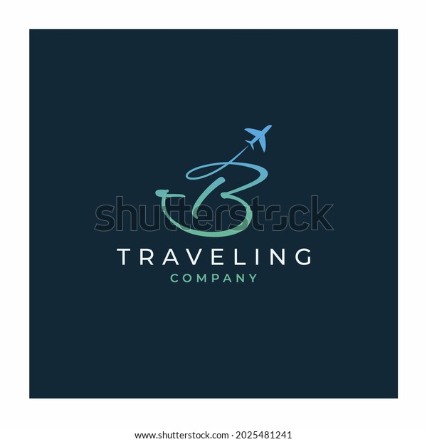 Initial Letter B Travel Logo Design Stock Vector (Royalty Free ...
