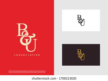 Letra inicial B & U BU lujosa marca vectorial plantilla de logotipo.