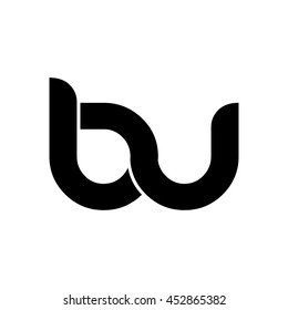 Initial Letter B U Linked Circle Lowercase Logo Black