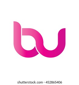 Initial Letter B U  Linked Circle Lowercase Logo Pink 3D