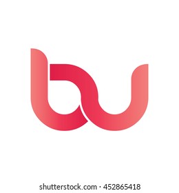 Initial Letter B U Linked Circle Lowercase Logo Red