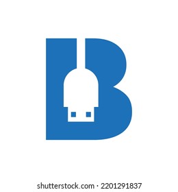 Initial Letter B USB Symbol Design. Computer Connection USB Cable Icon Vector