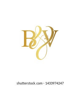 Initial letter B & V BV luxury art vector mark logo, gold color on white background.