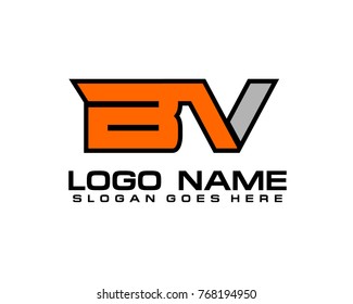 Initial letter B & V logo template vector