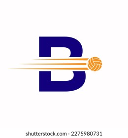 Initial Letter B Volleyball Logo Design Sign. Volleyball Sports Logotype