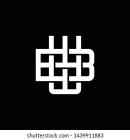 Initial letter B and W, BW, WB, overlapping interlock monogram logo, white color on black background