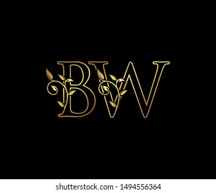 Initial letter B and W, BW, Gold Logo Icon,  
classy gold letter monogram logo icon suitable for boutique,restaurant, wedding service, hotel or business identity. 