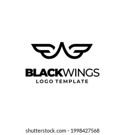 Initial Letter B W BW WB with Angel Wings or Eagle Falcon Hawk Bird Wing  logo design
