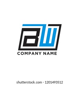 Initial letter B W logo template vector