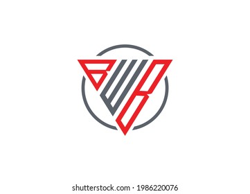Initial Letter B W B triangle monogram modern logo Red and Gray
