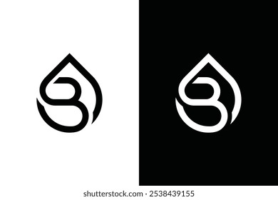 Initial letter B, water drops, logo design inspiration.