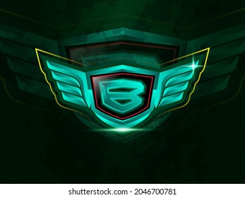 Initial letter B with wings for esport or gaming vector logo template