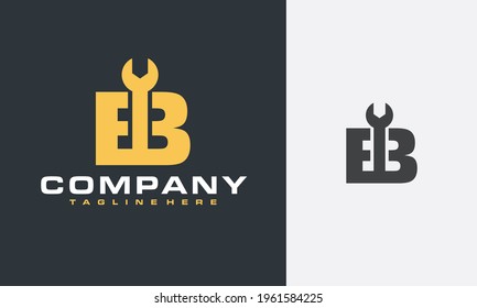 	
initial letter B wrench logo