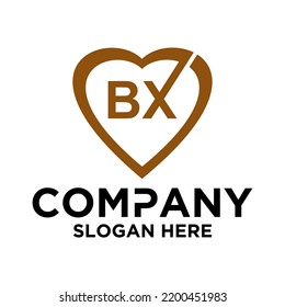 Initial letter B X logo vector design template LOVE