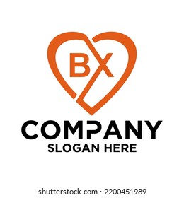 Initial letter B X logo vector design template LOVE