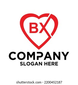Anfangsbuchstabe B X Logo Vektordesign-Vorlage LOVE