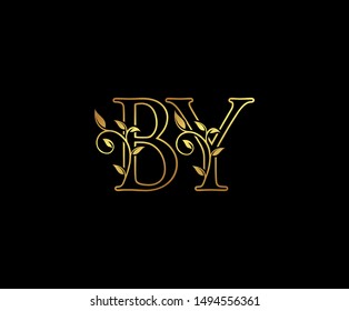 Initial letter B and Y, BY, Gold Logo Icon,  classy gold letter monogram logo icon Suitable for boutique,restaurant, wedding service, hotel or business identity. 