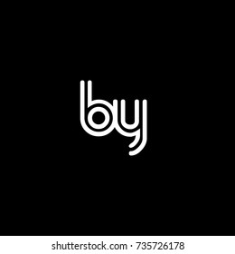 Initial letter b y, linked outline rounded lowercase,  black background