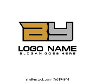 Initial letter B & Y logo template vector