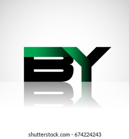 Initial letter B Y uppercase modern and simple logo linked green and black colored, isolated in white background. Vector design for company identity.