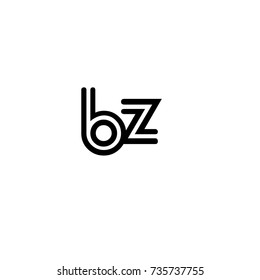Initial letter b z, linked outline rounded lowercase, monogram black