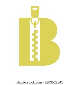 Initial Letter B Zipper Logo For Fashion Cloth, Embroidery and Textile Symbol Identity Vector Template