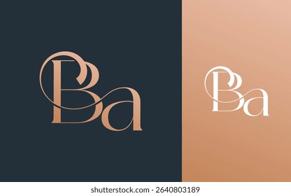 Initial letter BA AB logo design vector illustration for couple, wedding, and business