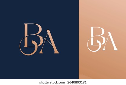 Initial letter BA AB logo design vector illustration for couple, wedding, and business
