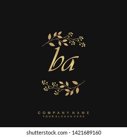 Initial letter BA beautiful handwriting logo vector template