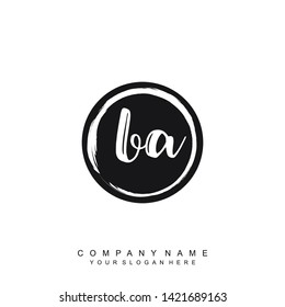 Initial letter BA beautiful handwriting logo vector template