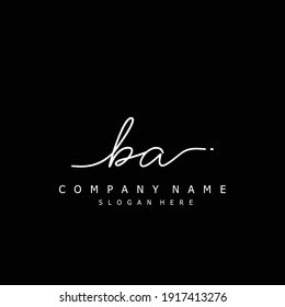 Initial letter BA calligraphy handwritten logo. Handwritten alphabet in the logo template. Letters and Alphabet for your logo design.