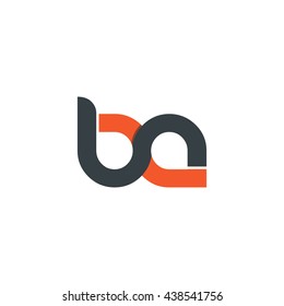 Initial Letter BA Circle Lowercase Logo Black Orange