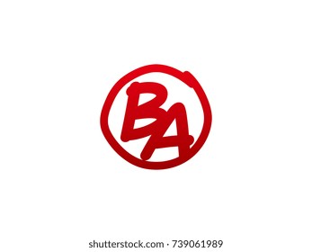 The initial letter BA handwritten logo
