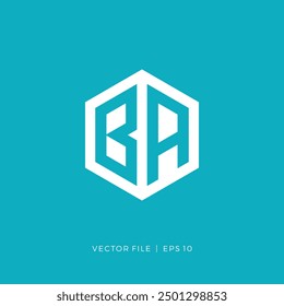 initial letter BA hexagon logo design