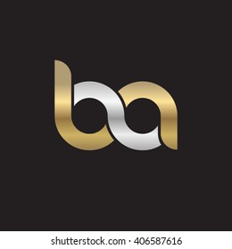 initial letter ba linked circle lowercase logo gold silver black background