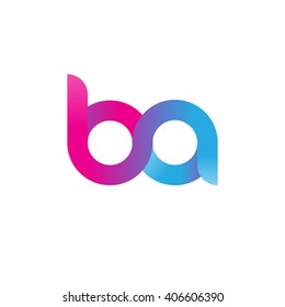 initial letter ba linked circle lowercase logo pink blue purple