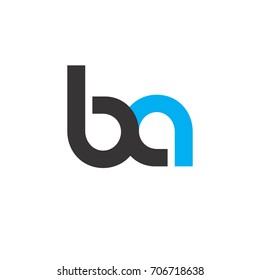 Initial Letter BA Linked Circle Lowercase Logo Black Blue Icon Design Template Element