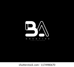 Initial Letter BA Linked Modern Monogram Shape Logotype