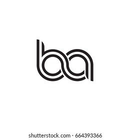 Initial letter ba, linked outline rounded lowercase, monogram black