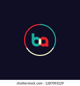 Initial letter BA logo design with circle frame. Modern logo template with bright color concept. vector illustration