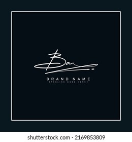 Initial Letter BA Logo - Handwritten Signature Logo