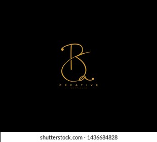 Initial Letter Ba Logo Manual Gold Elegant Minimalist Signature Logo