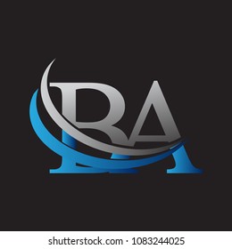 initial letter BA logotype company name colored blue and grey swoosh design. vector logo for business and company identity.