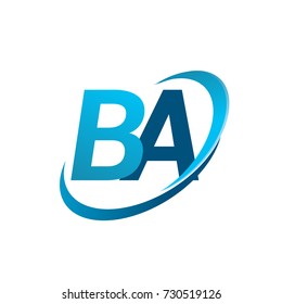 initial letter BA logotype company name colored blue swoosh design concept. vector logo for business and company identity.