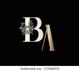 Initial letter BA modern linked circle round lowercase logo white black