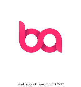 initial letter ba modern linked circle round lowercase logo pink