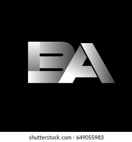 Initial letter BA uppercase modern and simple logo linked white colored, isolated in black background. Vector design template elements for company identity.